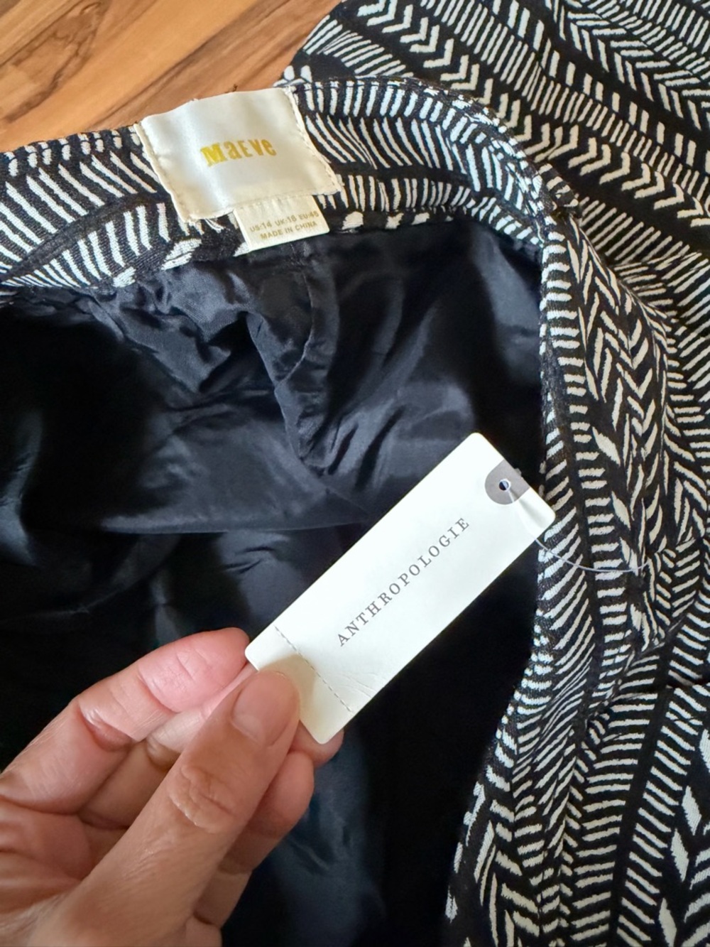 NWT Maeve Button-Front Black & White Patterned Mini Skirt - Picture 6 of 10